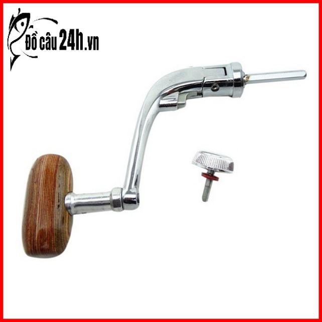 Tay quay máy câu núm gỗ tay quay máy câu shimano kim loại _ shop đồ câu Phía bắc