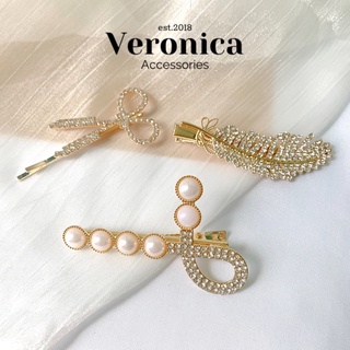 Kẹp tóc mái đính đá nhân tạo Veronica kẹp mái