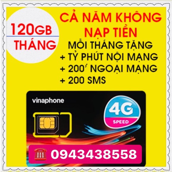 [HN - Ship Hỏa Tốc] SIM 4G VINA VD149 TRỌN GÓI 12 THÁNG KHÔNG NẠP TIỀN 120GB/THÁNG DATA TỐC ĐỘ CAO