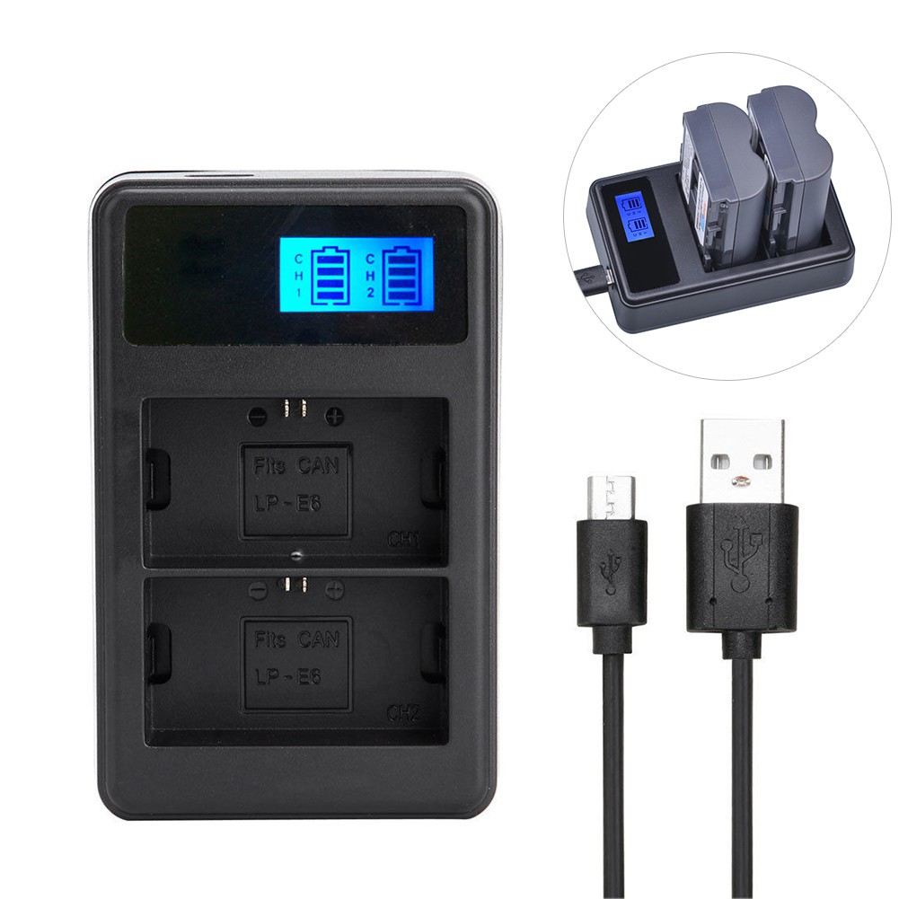 Cục sạc BP-511 BP511 BP511A LCD cổng USB cho Canon EOS 40D 300D 5D 20D 30D 50D C