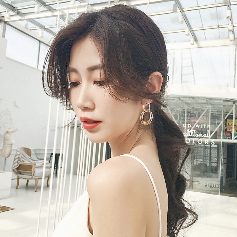 Mới Bông Tai Mạ Bạc 925 Hình Học Thời Trang