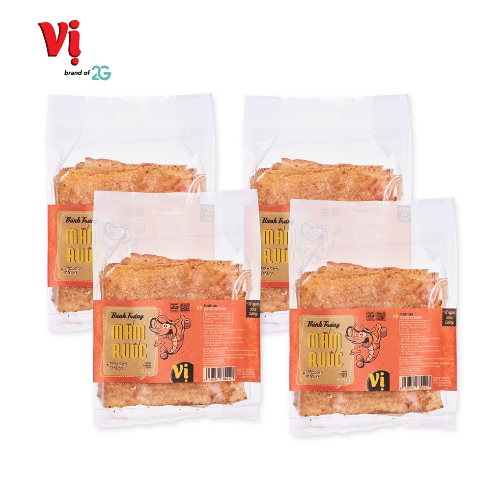 (Combo) 4 Bánh Tráng Mắm Ruốc - Túi Mini 65g