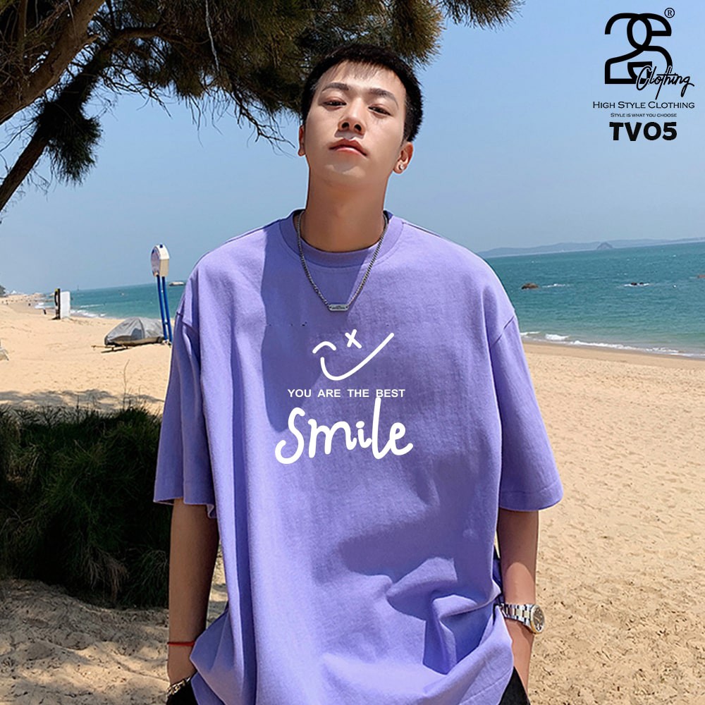 Áo Tay Ngắn Unisex Form Rộng Nữ Nam 2s Clothing Áo Thun Unisex Cổ Tròn Cotton Oversize Giá Rẻ In Hình Smile Drew TV05