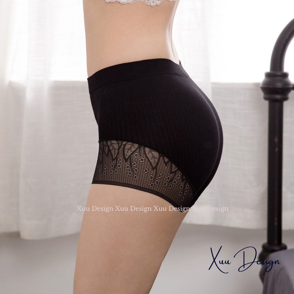 Quần mặc váy XUU vải cotton phối ren cao cấp không lộ viền, không hằn vết mềm mịn thoáng mát - QV07