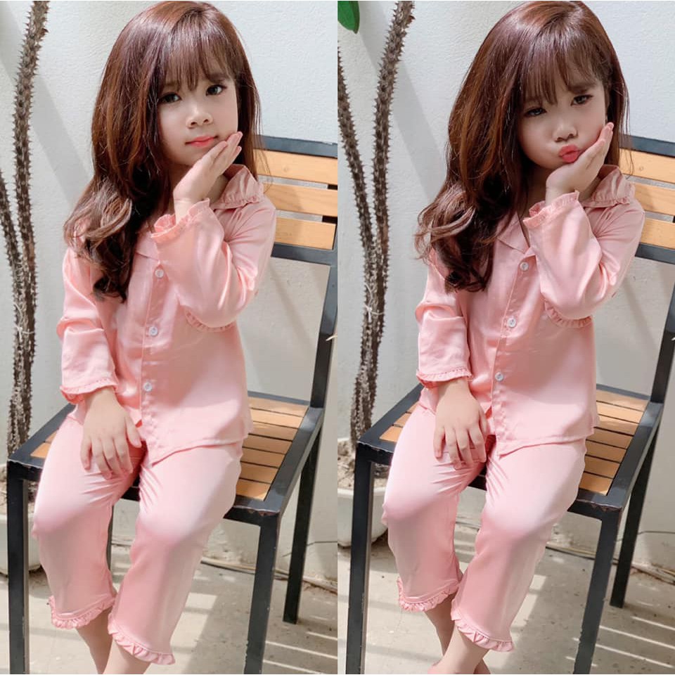 [Mã KIDEOM11 hoàn 100K xu đơn 500K] Pijama phi lụa bèo dài tay cho bé gái từ 8kg đến 25kg | WebRaoVat - webraovat.net.vn