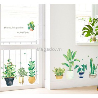 Decal chậu cây xanh A141