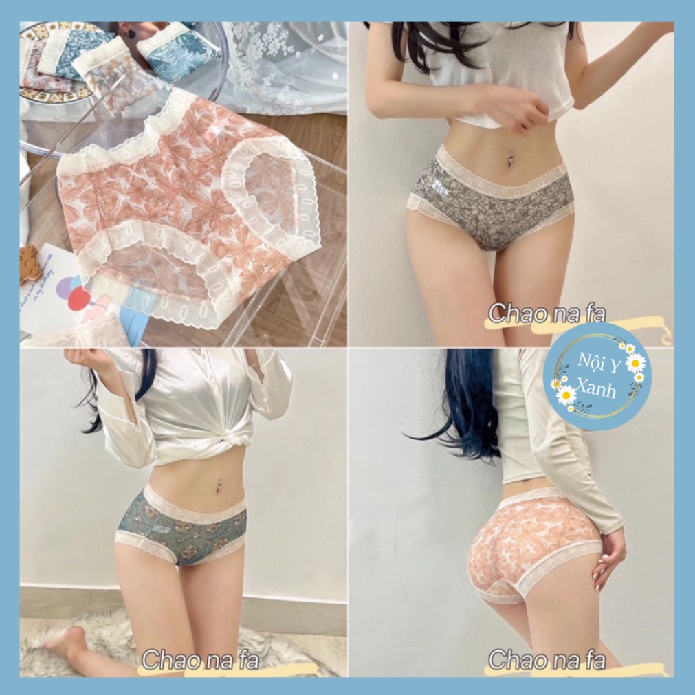 Quần Lót Nữ Tàng Hình Voan Tuyết Vintage Cao Cấp 9910 Nội Y Xanh chất thoáng mát cao cấp