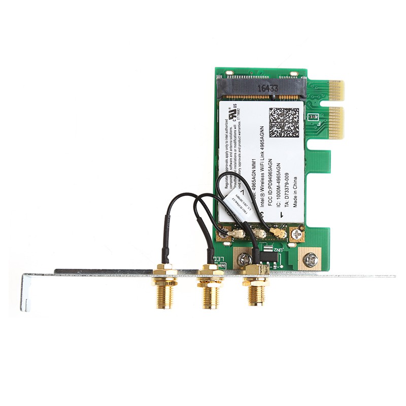 Thẻ Mạng Không Dây Giao Diện PCI-E 1X Để Bàn 2.4/5GHz 300M Băng Tần Kép + 3 Ăng-ten Cho Intel 4965AGN