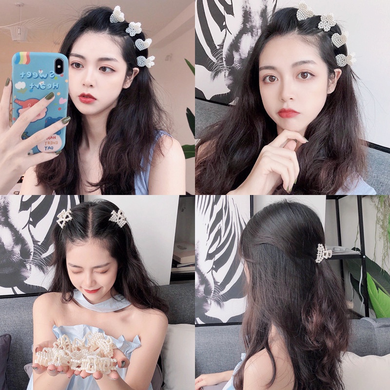 Kẹp Tóc Hình Hoa Cúc Đính Ngọc Trai Nhân Tạo Phong Cách Pháp Cổ Điển Thời Trang Xinh Xắn Cho Nữ