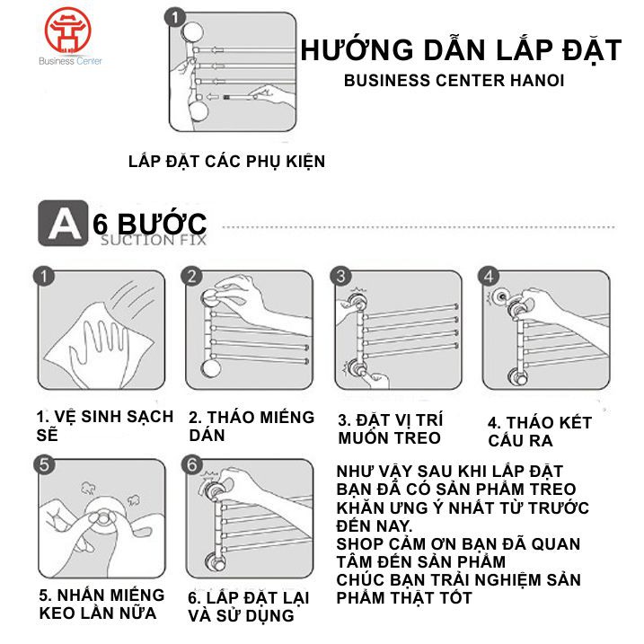 Dụng cụ treo khăn nhà tắm không cần khoan đục