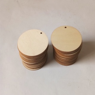 Túi 50 miếng gỗ tròn 5cm có đục lỗ