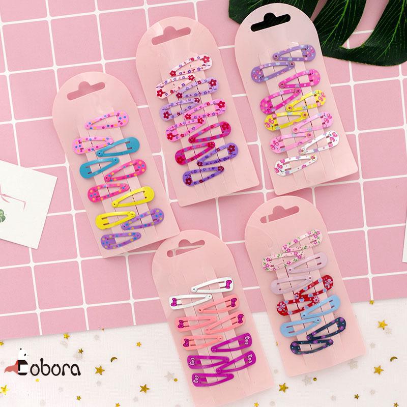 Bobora 10 Chiếc Phiên Bản Hàn Quốc Phụ Kiện Tóc Dễ Thương In Màu Kẹo Trẻ Em BB Kẹp Sơn Công Chúa Cô Gái Tóc