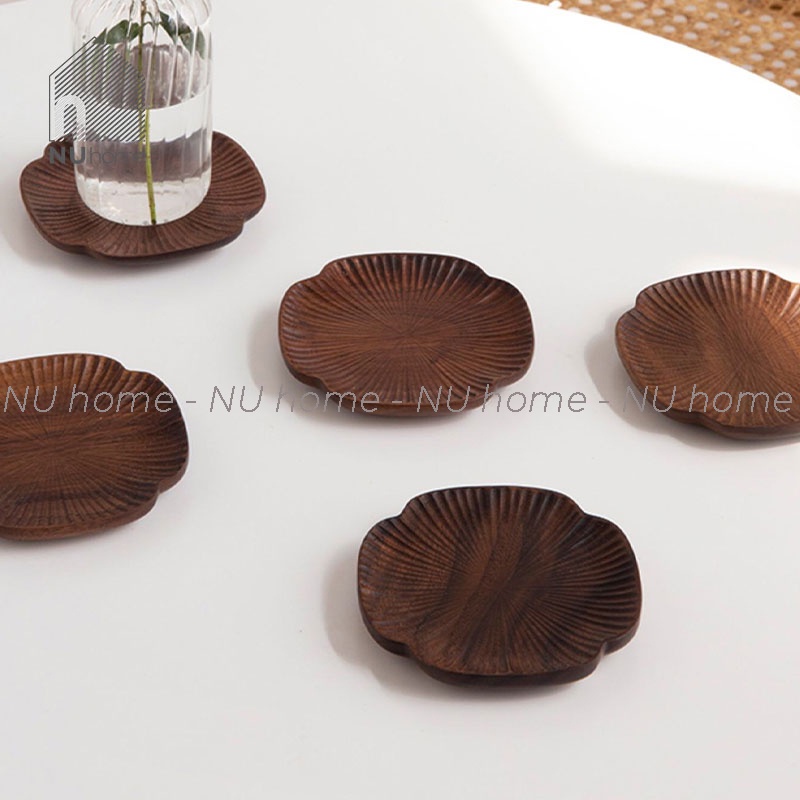 nuhome.vn | Đế lót ly phong cách Nhật - Rasu, được sản xuất bằng phương pháp đục thủ công với chất liệu gỗ cấp