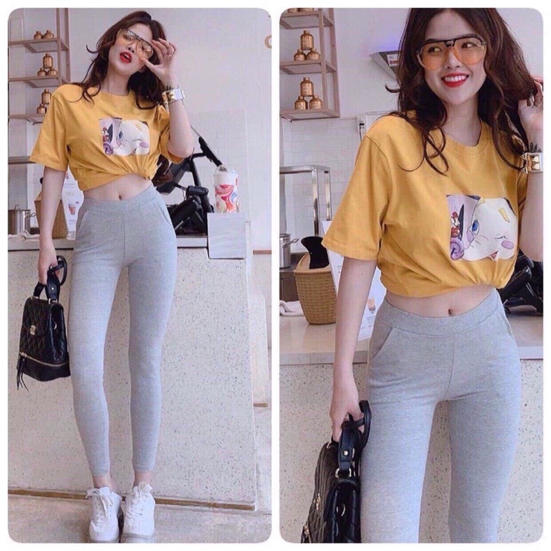 Quần legging thun 2 túi xuất khẩu đủ size đủ màu chất thun co giãn