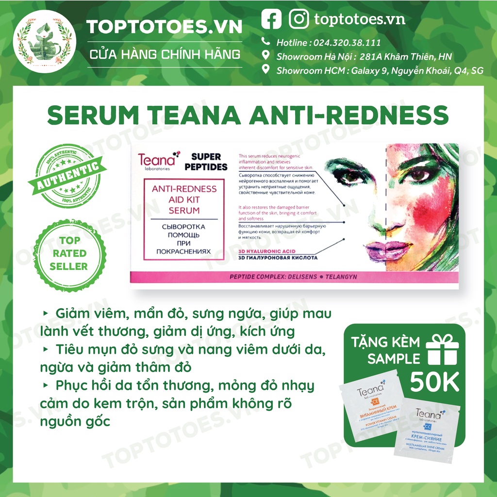 Serum Teana Super Peptides Anti-redness Aid Kit giảm sưng, mẩn đỏ, mụn, phục hồi da