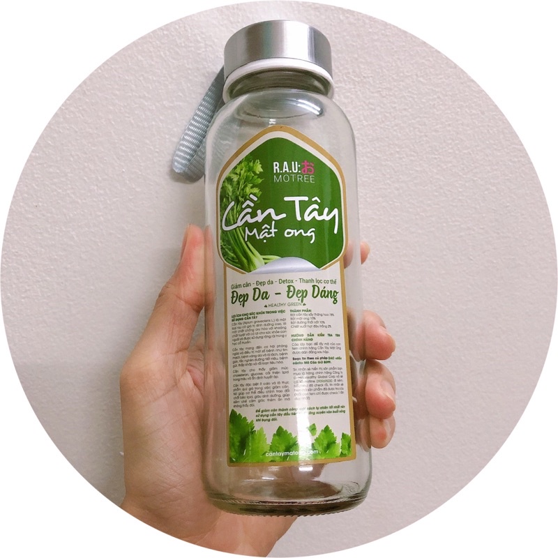 Bình thủy tinh detox có quai xách 300ml