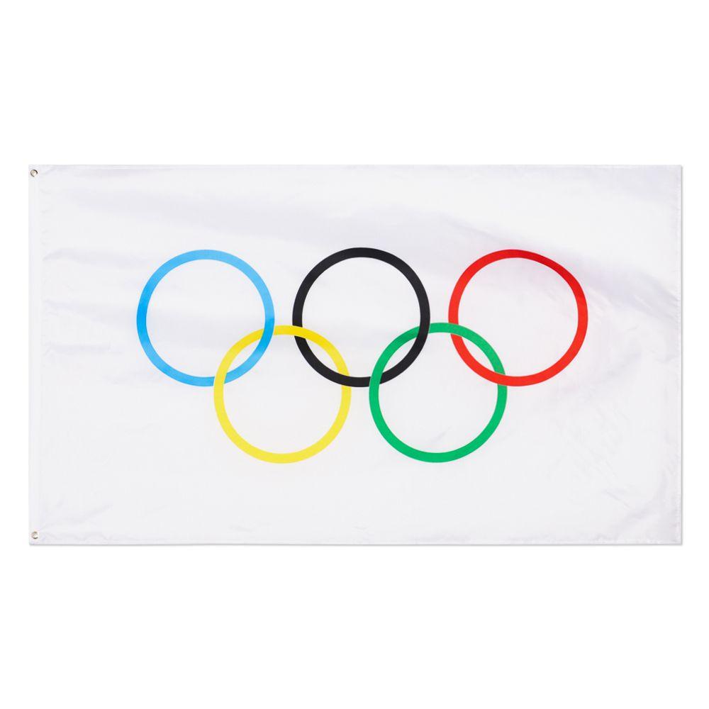 Cờ treo trang trí không gian trong nhà in hình cờ Olympic chất liệu polyester độc đáo