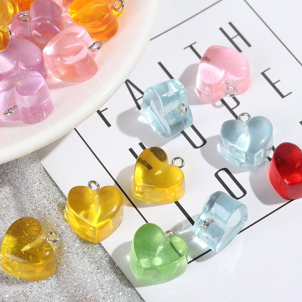BORAG Set 10 Khuyên Tai Trái Tim Nhựa Trong Suốt Màu Sắc Ngọt Ngào