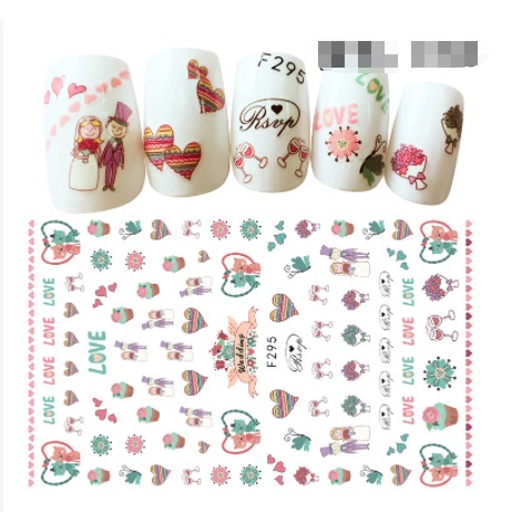 sticker valentine trang trí nail