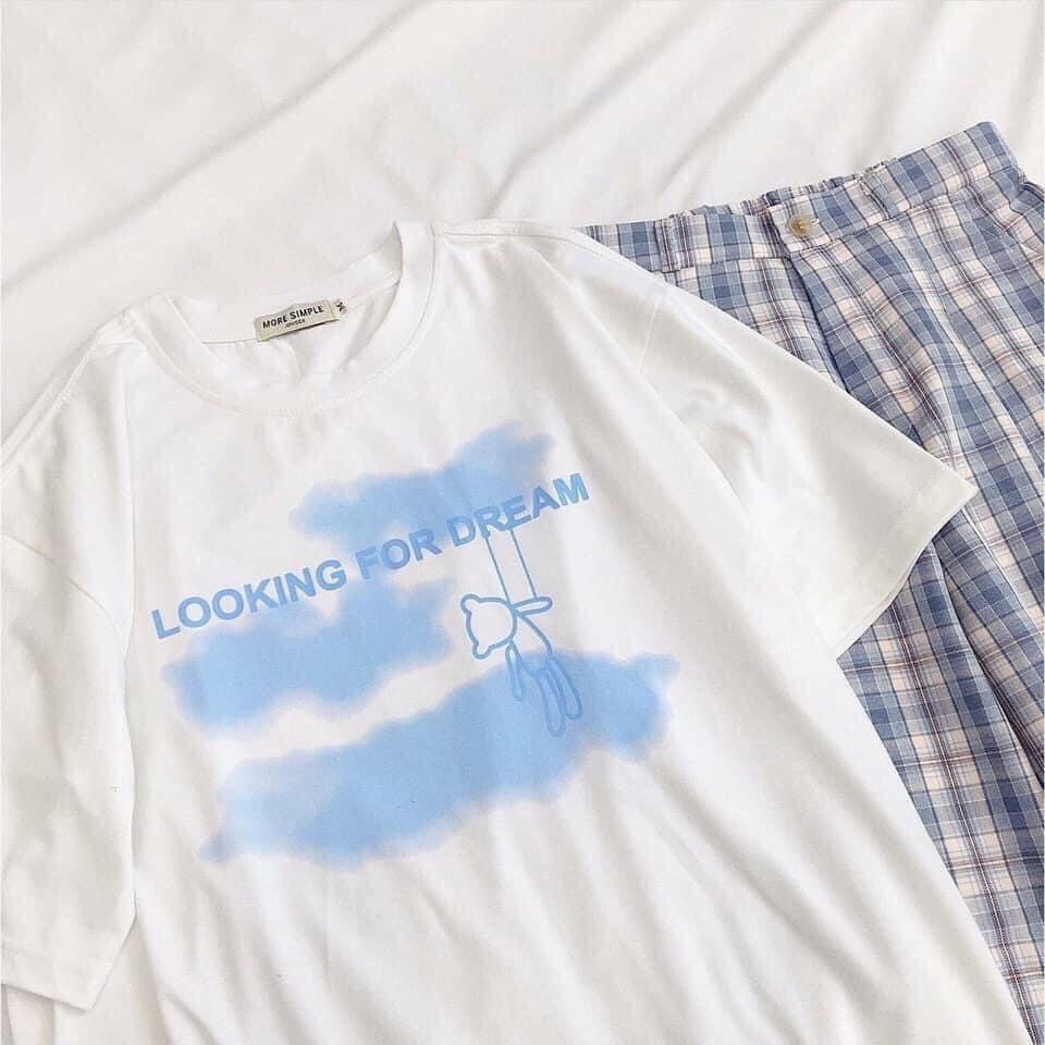 Áo thun tay lỡ Unisex - Áo Phông dáng rộng nam nữ in hình mây Đen | Trắng | BigBuy360 - bigbuy360.vn