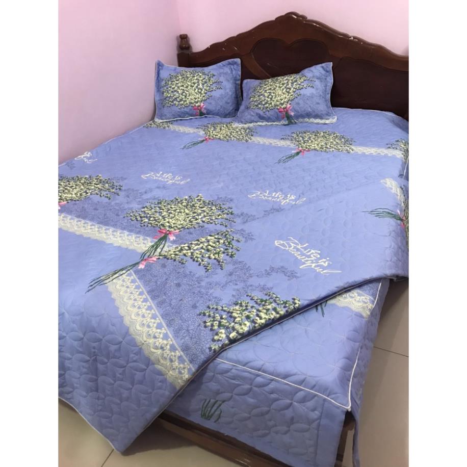 [SIÊU GIẢM GIÁ] Bộ Ga Gối Trần Bông 5 Món Dày Dặn, Xẻ Góc ( 1 ga phủ, 2 vỏ gối đầu, 1 gối ôm, 1 chăn trần bông)