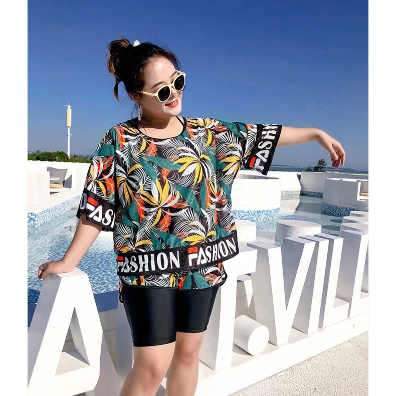 BikiniStoreVn : Đồ Bơi Big Size nữ 70kg 80kg S109 - Đồ bơi quần lửng - Đồ tắm biển 3 mảnh kín đáo - Bikini cho người béo