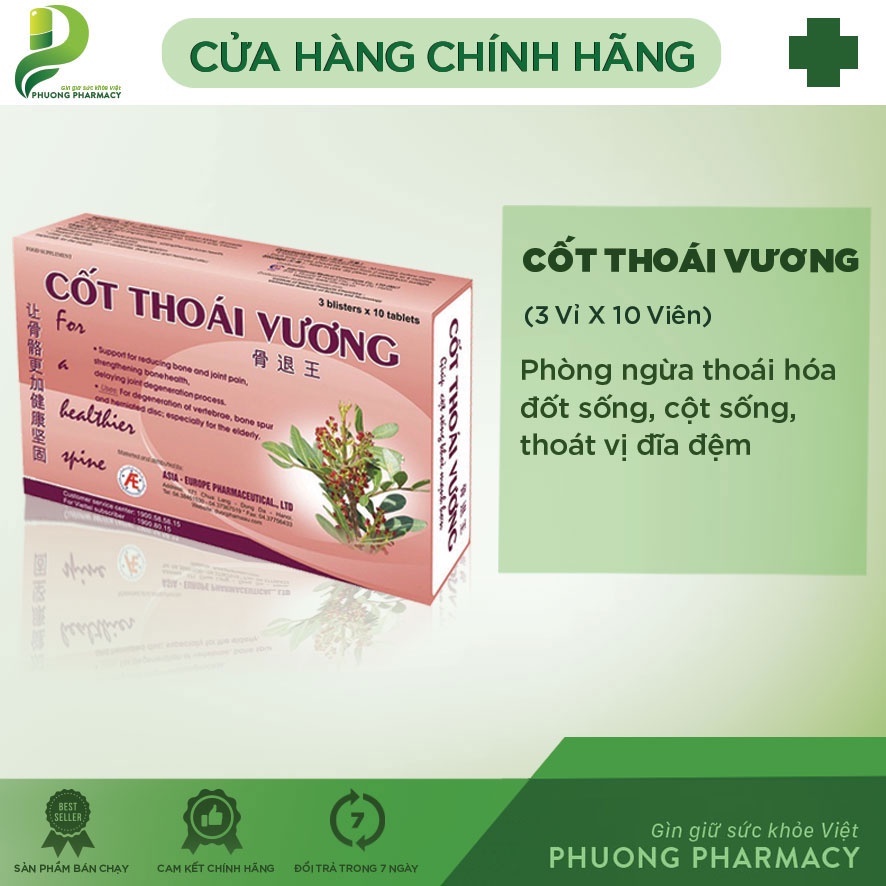 Cốt Thoái Vương - Giúp Cột Sống Khỏe Mạnh Hơn hộp 30 viên