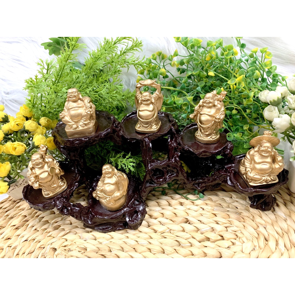 Full Set 6 tượng Bồ Tát Di Lặc Hoan Hỉ Tài Lộc tọa đế 6 chân ( Hình Thật - Video Thật )