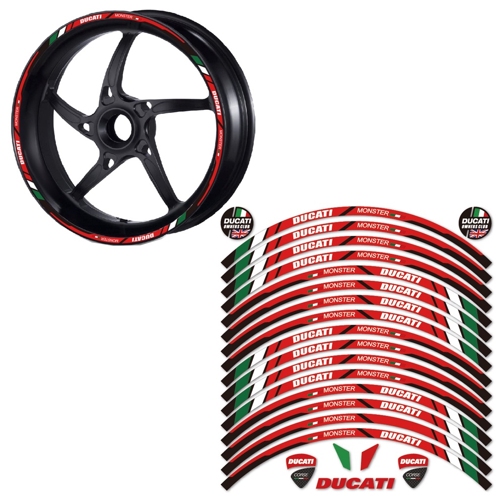 Set 16 Miếng Dán Logo Phản Quang 17 Inch Trang Trí Bánh Xe Mô Tô Ducati