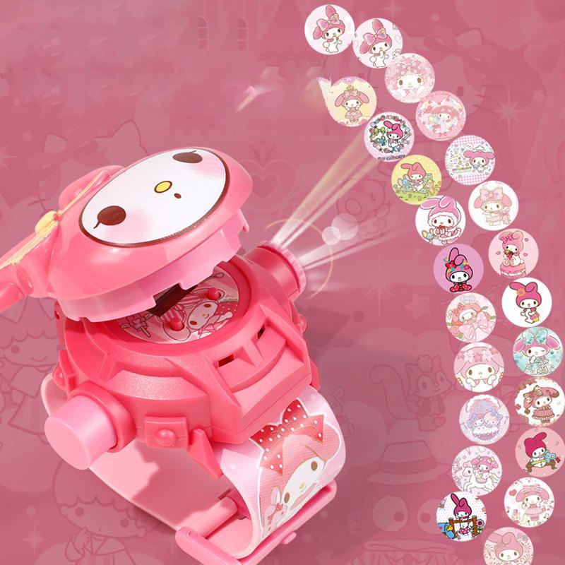 SANRIO Đồng Hồ Chiếu Hoạt Hình Cinnamoroll Melody Hello Kitty Đáng Yêu Dành Cho Trẻ 24 Tuổi