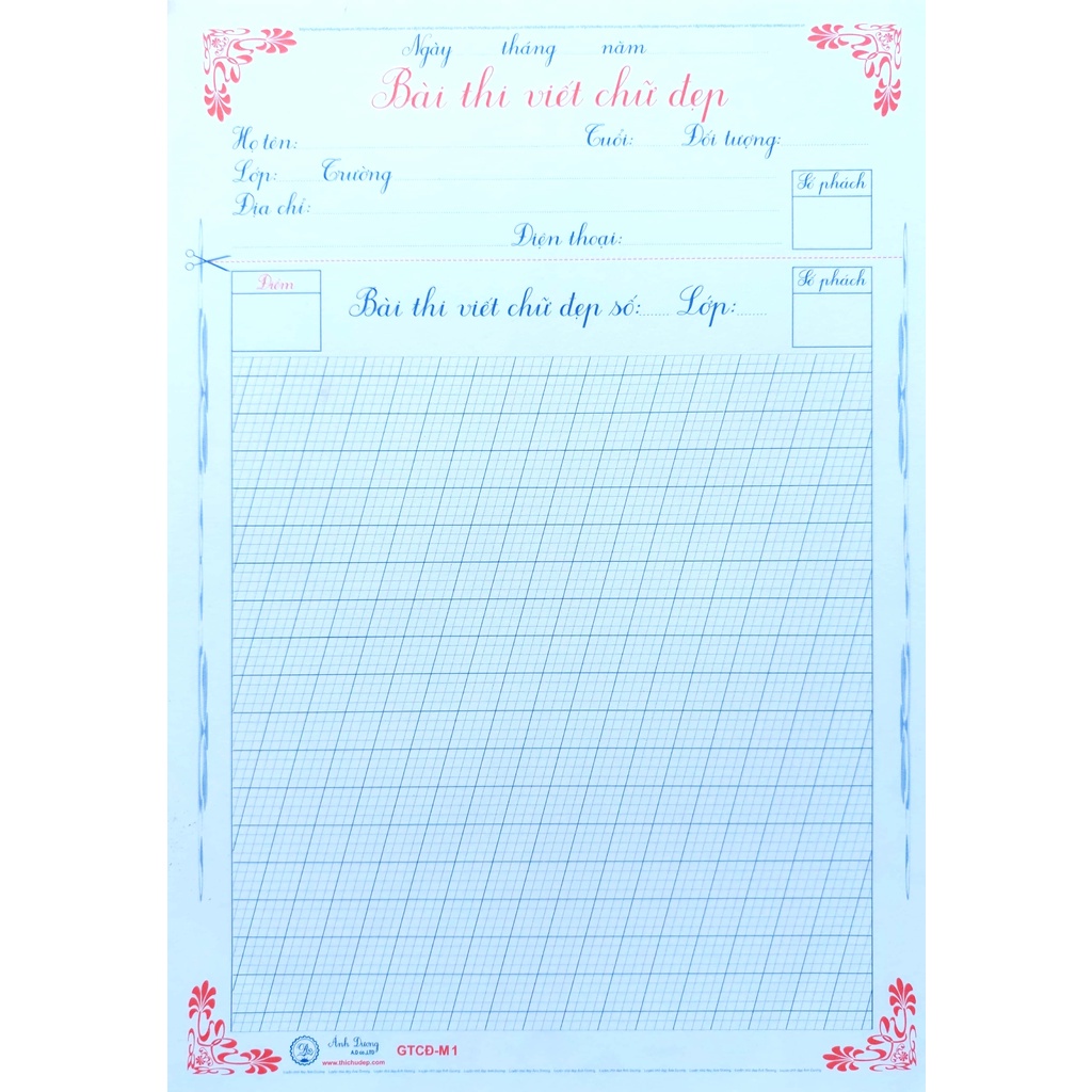 Giấy thi hoa luyện viết chữ đẹp Ánh Dương