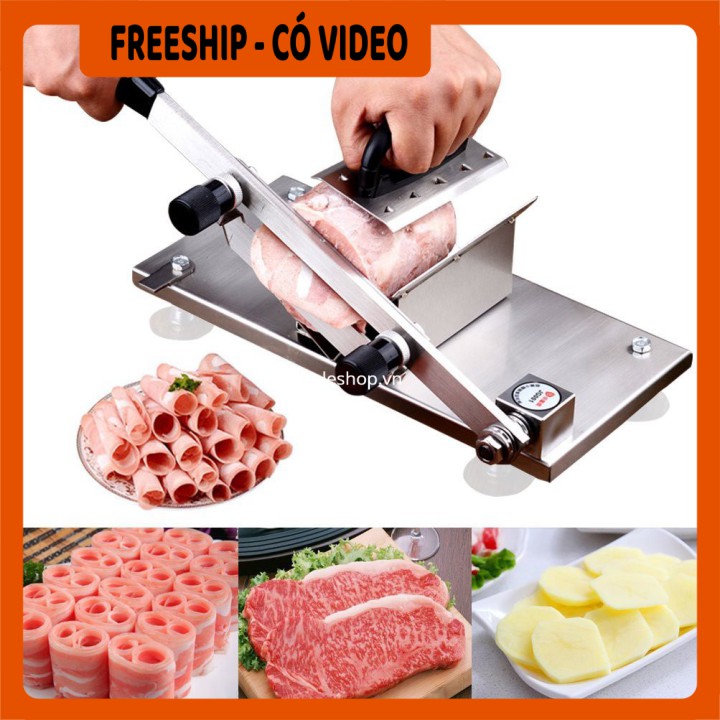 Máy cắt thịt BH 1 THÁNG   Dao cắt thịt, thái thịt đông lạnh đa năng, thiết kế nhỏ gọn, chất liệu cao cấp 7341