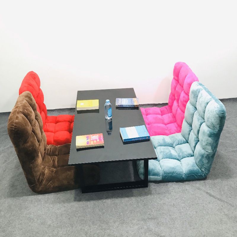 Bàn làm việc (R40*D80*C35cm), bàn học, bàn ăn gấp gọn {GIÁ TẠI XƯỞNG} chân sắt ngồi bệt mặt MDF đen siêu sang | BigBuy360 - bigbuy360.vn