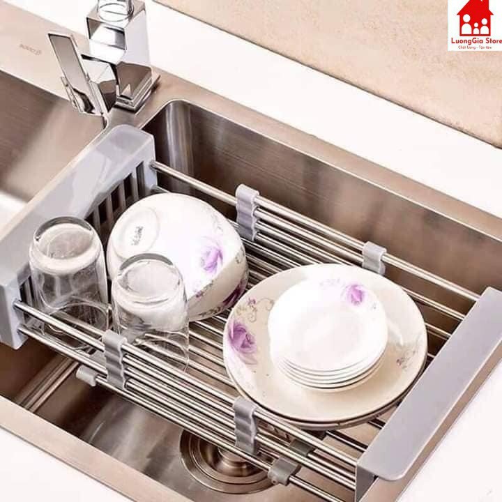 KHAY INOX ĐỂ BỒN RỬA BÁT, CHÉN GẤP GỌN THÔNG MINH