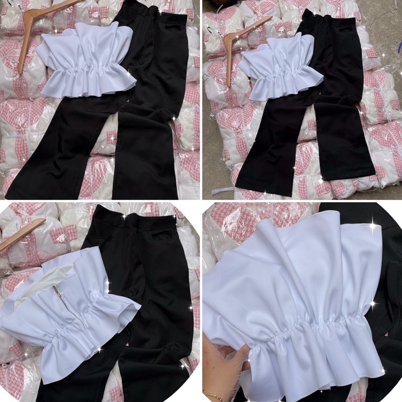 SÁo croptop trắng ống rút eo KÈM ẢNH THẬT PHÍA SAU