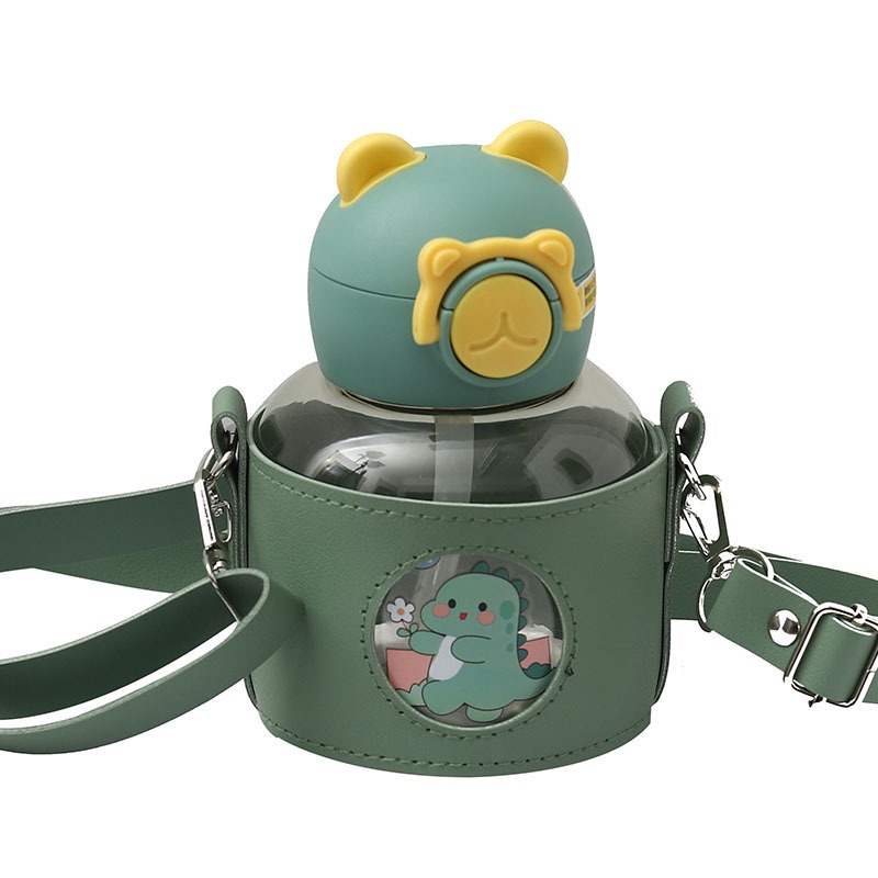 bình nước cute ly thủy tinh có nắp bình giữ nhiệt băng keo thể thao 700ML Họa Tiết Hoạt Hình Có Ống Hút Cho Bé