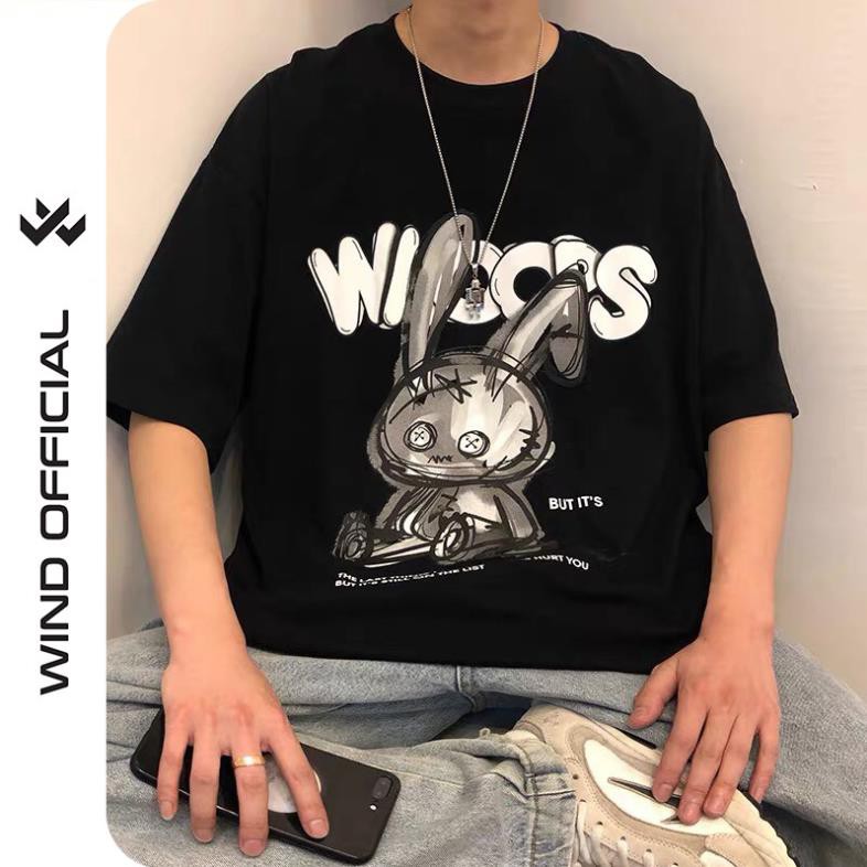 Áo thun tay lỡ Wind phông unisex form rộng Thỏ Tai Dài nam nữ ulzzang Wind ་