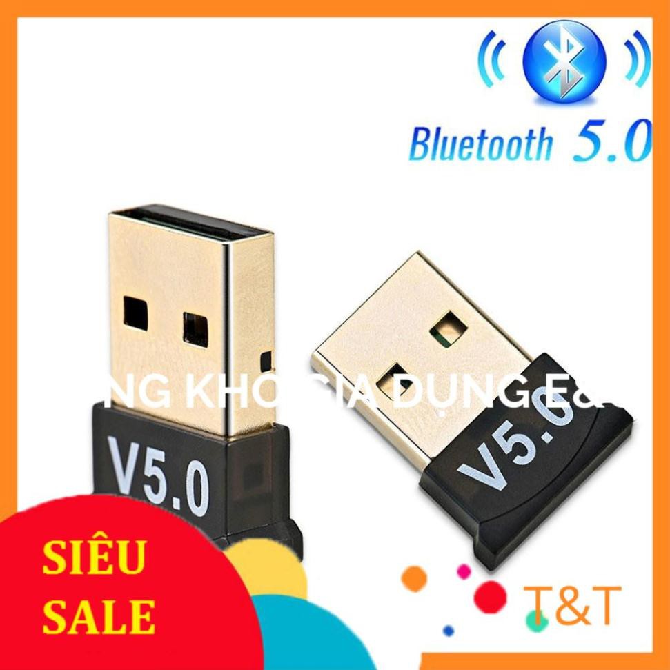 USB Bluetooth 5.0 CSR cho máy tính laptop tạo kết nối không dây LOẠI TỐT bắt sóng cực khỏe mét tặng đĩa cài