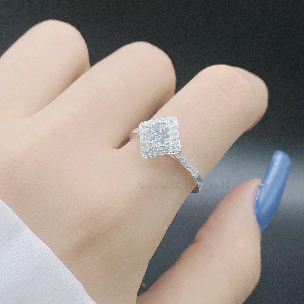 Nhẫn nữ hình thoi đính đá cao cấp MAINOMI sang xịn mã kèm quà tặng