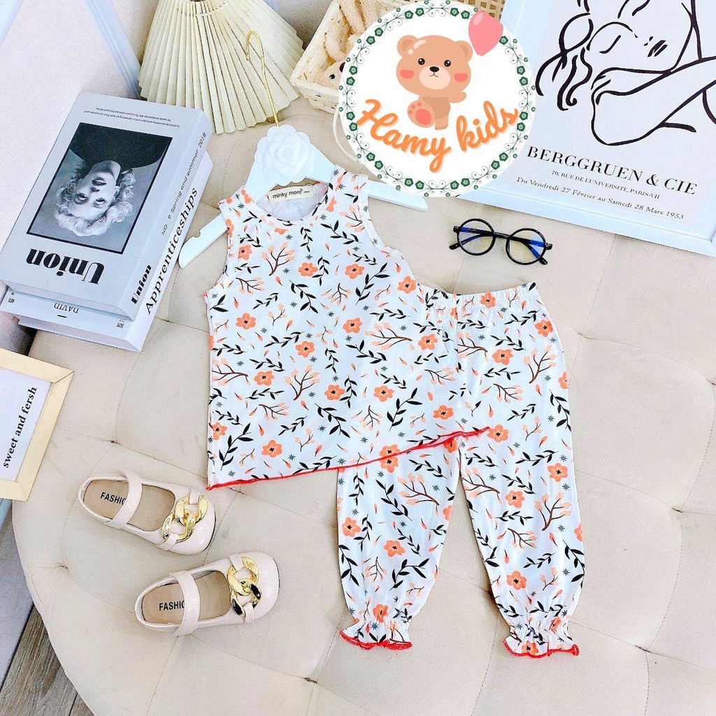 Bộ Ba Lỗ Quần Alibaba Minky Mom Chính Hãng Cho Bé Gái Hoa Nhí in Toàn Thân Thun Lạnh Thoáng Mát Bé Từ 0-5 Tuổi-Hamykids