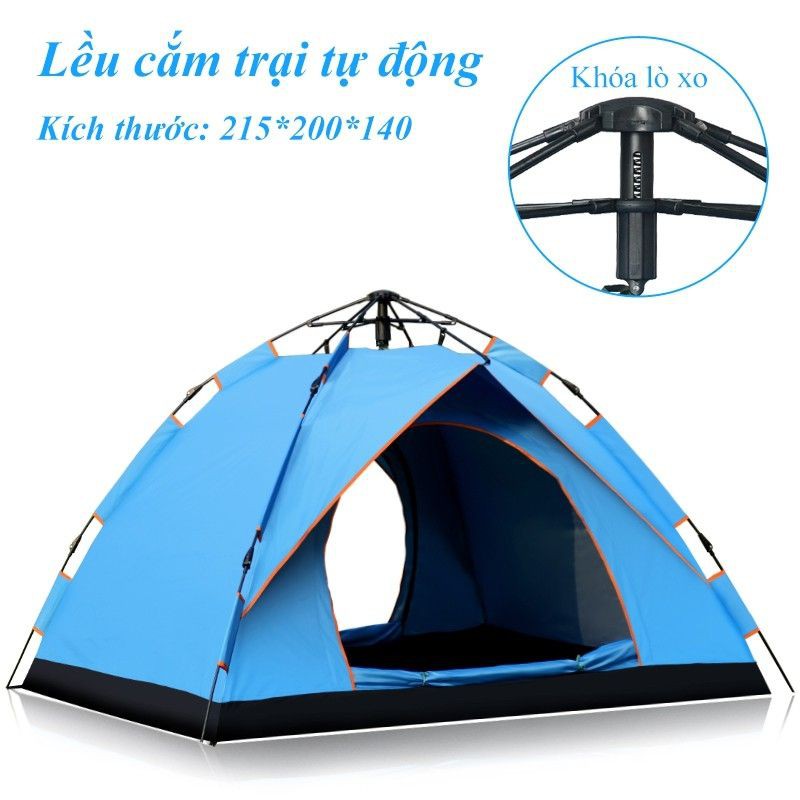 Lều cắm trại tự bung, lều phượt du lịch, picnic dành cho 3-4 người, chống nước, tia bức xạ, thông gió 2 chiều 1634SP