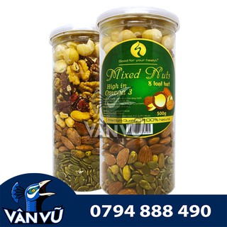 Hộp Mixed Nuts 8 Loại Hạt Tách Vỏ 500g Hạnh Nhân, Hạt Điều, Macca, Óc Chó Vàng Đỏ, Dẻ Cười, Hồ Đào, Bí Xanh, Mắc Ca