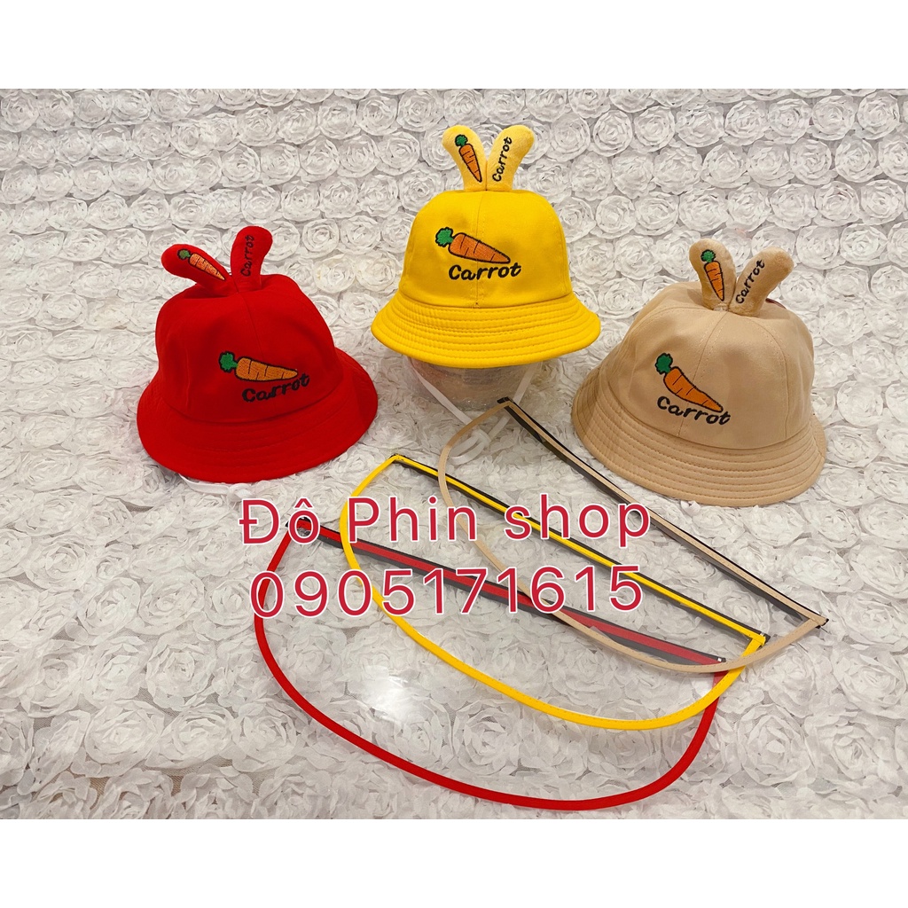 [Bé 3-7 tuổi] Mũ chống giọt dịch bắn cho bé - mũ có màn chắn trẻ em - mẫu cà rốt xinh xắn dễ thương phong cách Hàn quốc