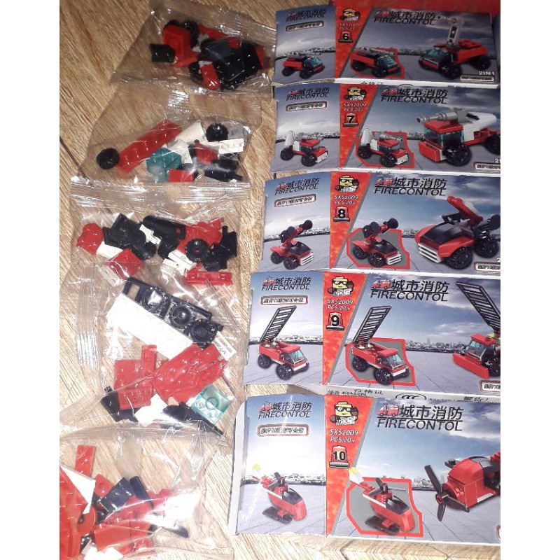 Sét Bộ Lego_Lắp ráp Xe Cứu Hỏa 10 chiếc 52009 có nhiều chi tiết bằng nhựa