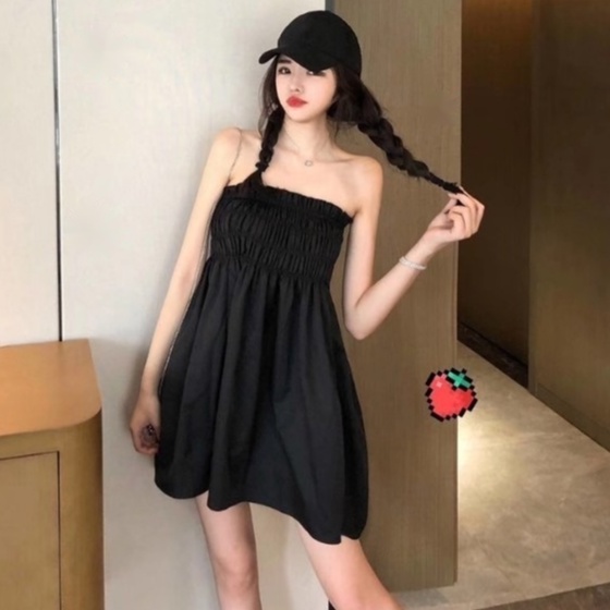 Đầm Cổ Yếm Lưng Cao Thời Trang Mùa Hè Phong Cách Hàn Quốc Mới Cho Nữ