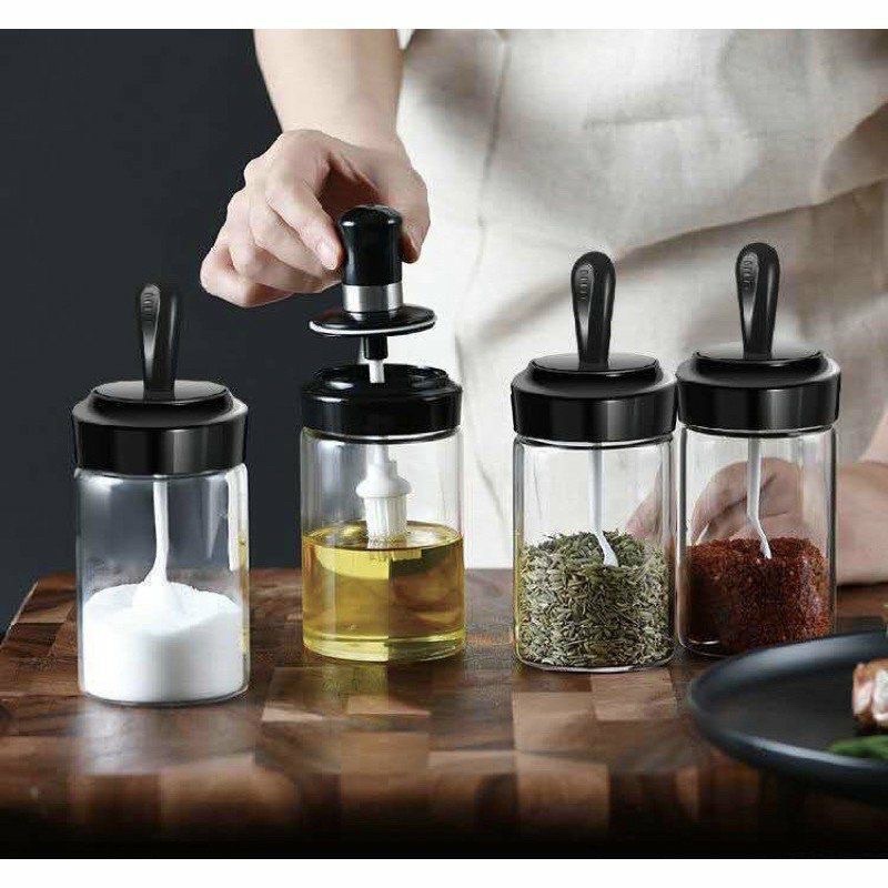 Lọ Thuỷ Tinh Đựng Gia Vị Kèm Muỗng Tiện Lợi