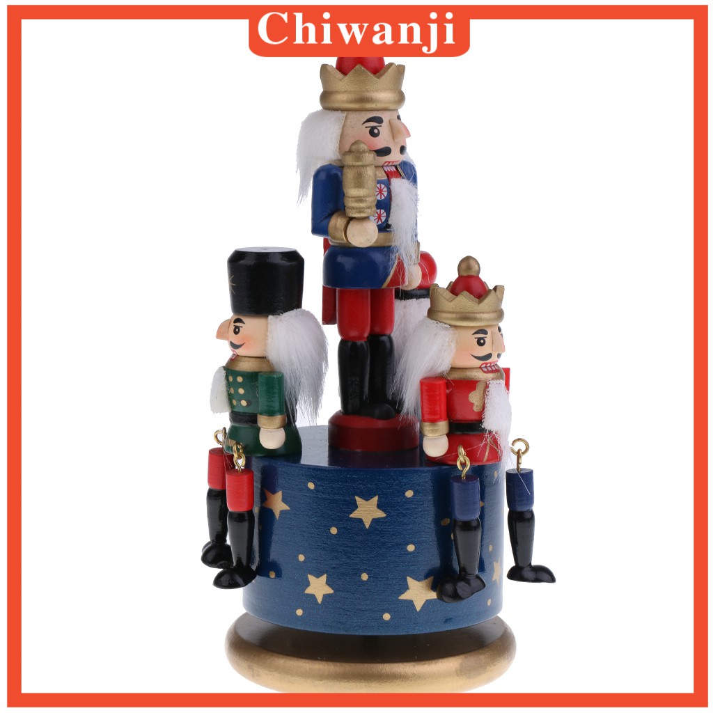 [CHIWANJI] Exquisite Painted Handcraft Wooden Nutcracker Music Box Gift Home Decor Display