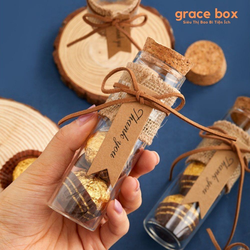 {Giá Sỉ} Lọ Thuỷ Tinh Thank You Nắp Gỗ Bần -  Siêu Thị Bao Bì Grace Box