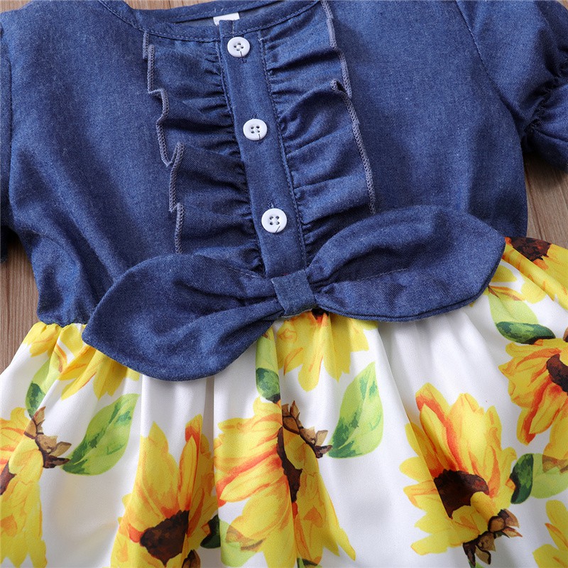 Mikrdoo Họa Tay Ngắn Tiết Hoa Đầm Cho Bé Gái Sơ Sinh