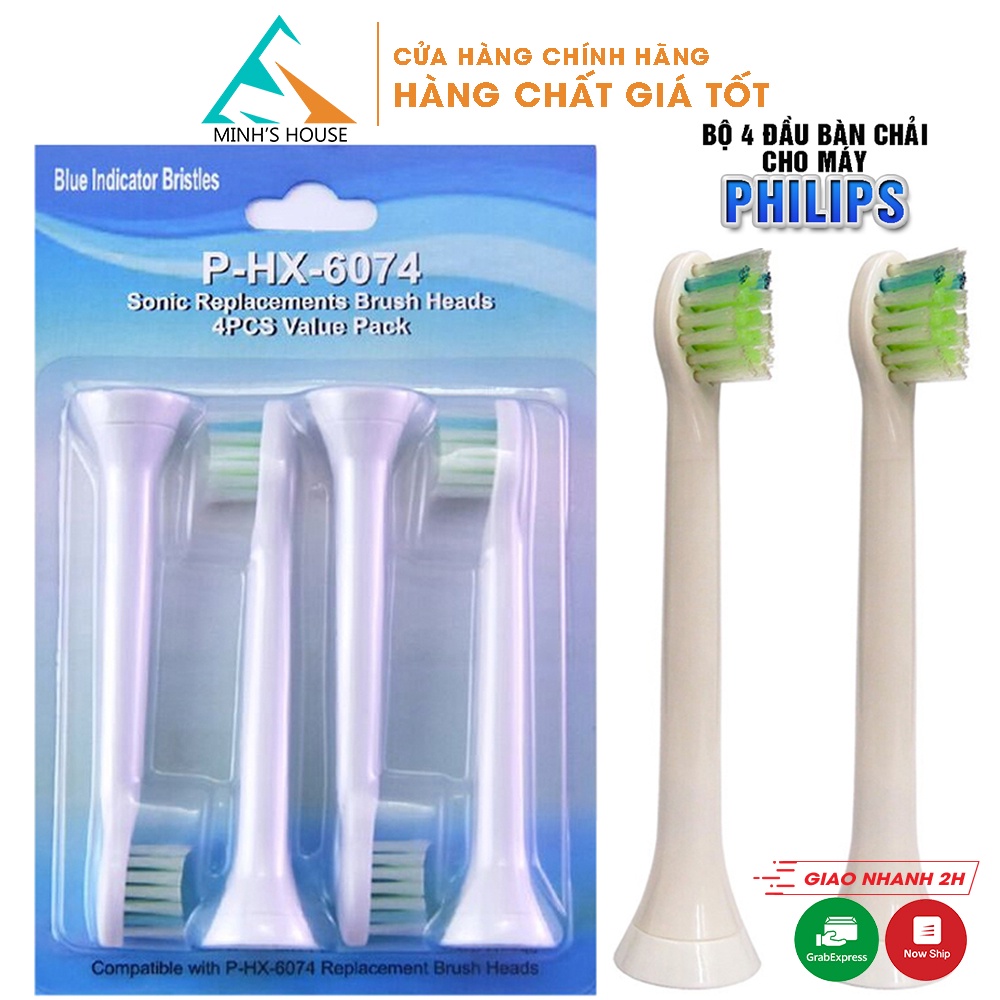 Cho máy Philips Sonicare Bộ 4 đầu bàn chải điện Philip C1,C2,G2,W,C3,G3,W3,S, Kid Minh House